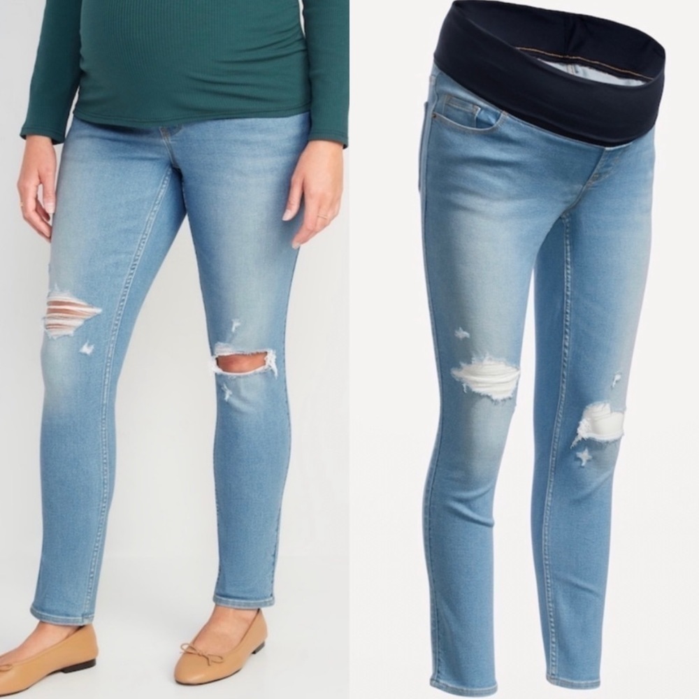 NWT Old Navy Rollover Panel Skinny 360 Stretch Jeans Light Wash